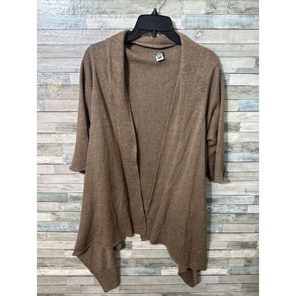 Women’s J.Jill Cardigan Linen blend Asymmetrical Brown Size Large - Picture 7 of 16
